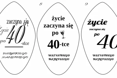 Grawer na 40 urodziny: "Życie zaczyna się po 40-tce" i "Wszystkiego najlepszego".